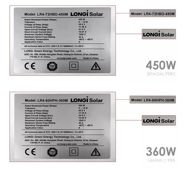 Longi Brand High Efficiency Bifacial Dual Glass with Frame 530W 540W 550W Mono Solar Panels